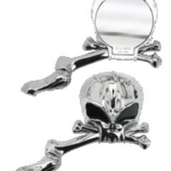 Diese Skull-Mania Spiegel Chrom werden im Satz angeboten und zeichnen sich durch eine Gelenkaufnahme im Schaft aus um den Spiegelkopf ausrichten zu können sowie ein E-Prüfzeichen.