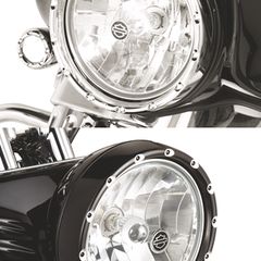 Arlen Ness Fire-Ring LED Ring für orginale 7" Scheinwerfer für FLHT/FLHX/FLHR Modelle ab 93 schwarz, mit weißen LED Begrenzungsleuchten